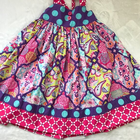 Eleanor Rose Daphne Halter‎ Dress Girls Size 5-6 Cotton Blend Paisley Polka Dot - Picture 10 of 10